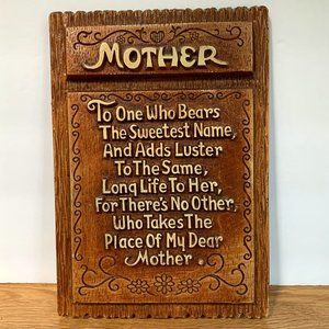 VTG Mother Poem Plaque Faux Wood Poetry Multi Products Wall Art